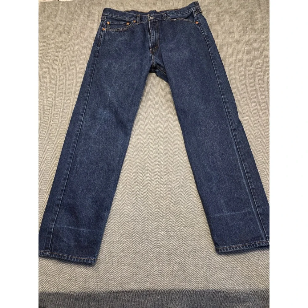 Levis 505 Regular Fit Straight Leg Jeans Mens‎ 36x32 Dark Indigo Blue Denim